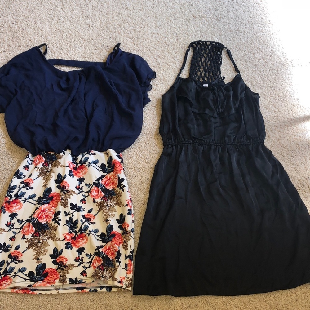 Dresses. Black and blue floral.  Size small